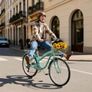 Women Bike, 66cm Beach Cruiser Bike, 7-Speed Adult City Bicycle with Carbon Steel Frame, 150kg Capacity, Basket, Rear Rack & Dual V-Brakes, Light Green Image 2