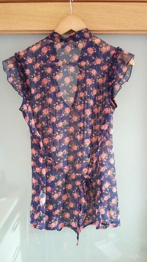 Brand new. Navy / coral floral blouse.