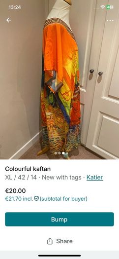 Colourful Katier kaftan - size 14- new