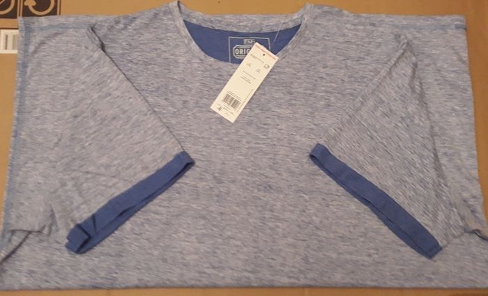 F&F Original Men's XXL Speckled Light Blue T-Shirt with Dark Blue Trim  (Brand New & Tagged)