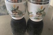 Royal Worcester pair of egg coddlers with birds