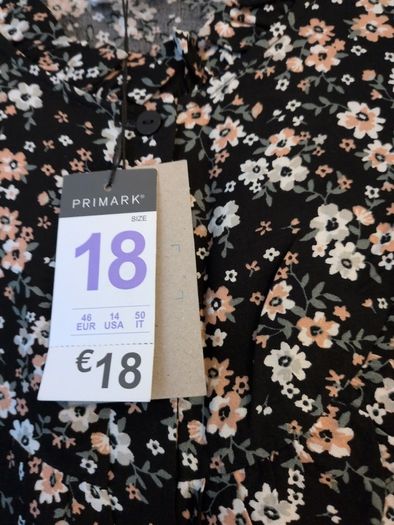 Primark Sustainable  Viscose Black Dress With A Small  Flower Pattern.Size 18.  B.N.W.T.