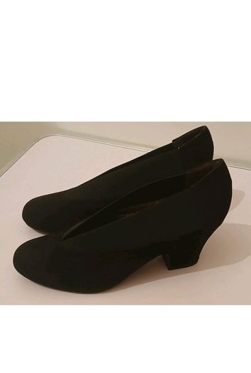 Cefalu Brumabe Black Suede Leather Court Shoes EU35 UK2 Block Heel BNIB  CAN POST