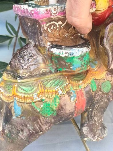 Early 20th Century Hindu Elephant plaster lamp