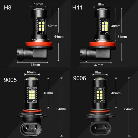 Car Fog Light H8 H11 LED Hb4 9006 Hb3 9005 3030smd 1200lm 6000k Driving Lamp