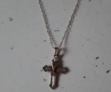 vintage sterling silver communion cross and chain