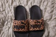 puma leopard print sliders