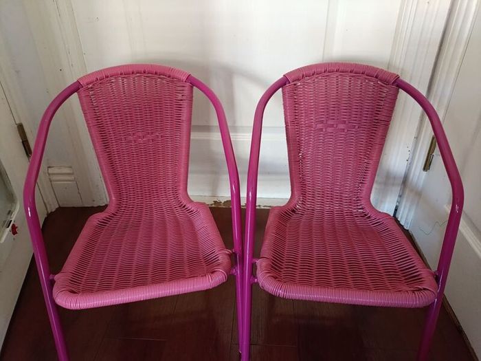 Rattan and metal children's chair (2pcs) Pink colour