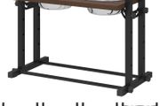 Raised Dog Bowls with Stand, 4 Heights Adjustable Pet Feeder with 3 Adjustable Angles for Small, Medium &amp; Large Breeds, Brown