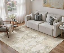 Modern Abstract Area Rug 120x170cm Beige Washable Living Room Rug Non-slip Soft Accent Carpet Area Rugs Art Floor Carpet for Living Room Bedroom Home Office Dining Room Kitchen Decor