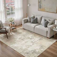 Modern Abstract Area Rug 120x170cm Beige Washable Living Room Rug Non-slip Soft Accent Carpet Area Rugs Art Floor Carpet for Living Room Bedroom Home Office Dining Room Kitchen Decor