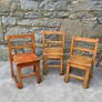 Set of 3 antique Oak childs chairs. Image 6