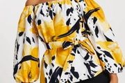 River Island yellow floral print bandeau top Size 16