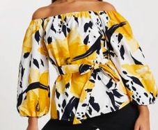 River Island yellow floral print bandeau top Size 16