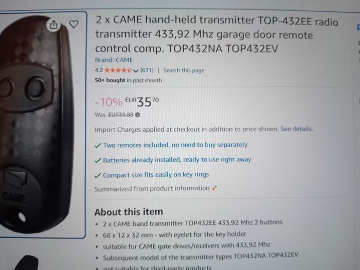 2 Gate Remote Fobs