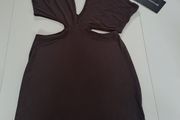 Pretty Little Thing Asymmetric Bodycon Dress (size 4) Choc Brown - New with Tags