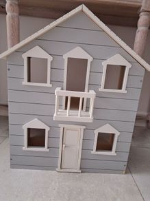 Pottery Barn Kids wooden toy house -- White and grey