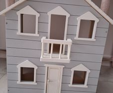 Pottery Barn Kids wooden toy house -- White and grey