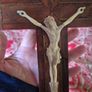 Vintage Wooden Crucifix with Brass Image 3