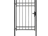 Fence Gate with Arched Top Steel 100x175 cm Black