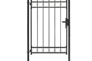 Fence Gate with Arched Top Steel 100x175 cm Black