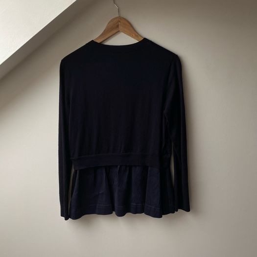 COS Navy 100% Wool Silk Blend Knit Top Medium