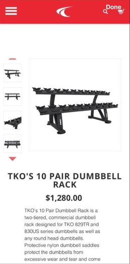 Tko 20 or 40 saddle dumbbell racks. Round dumbbell rack