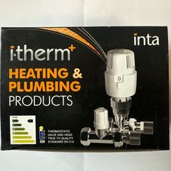Inta Straight Thermostatic Radiator Valve & Lockshield Bi-directional 15mm