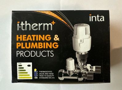 Inta Straight Thermostatic Radiator Valve & Lockshield Bi-directional 15mm
