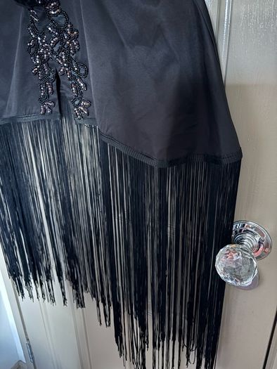 Heavily embellished limited edition exaggerated fringe cape cult piece