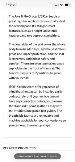 Joie Trillo Booster Seat