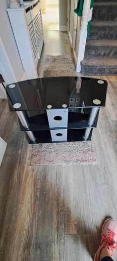 Tv stand  black gloss & chrome