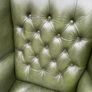 George III Style Deep Button Green Leather Wingback Armchair. Image 3