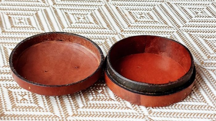 Vintage Italian Leather Jewellery Trinket Box With Lid