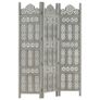 Hand carved 3-Panel Room Divider Grey 120x165 cm Solid Mango Wood Image 6