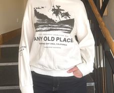 Pull & Bear Cream Graphic Hoodie - Size 8/S/36