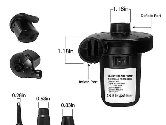 Electric Air Pump, portable quick fill AC Inflator Deflator with 3 Nozzles 220V AC/150W 50/60Hz Quick Fill Electric Pump for Inflatable Air Mattress Pump Air Bed Pool Toy Raft Boat (FREE SHIPPING)