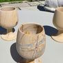 Vintage Teakwood Sandstone Goblets Set of 5 Hand-Carved Stone Wine Cups Image 2