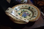 Antique handpainted Gouda Pottery signed Dish