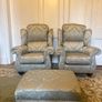 2 x Finline Armchairs & Foot Stool Image 3