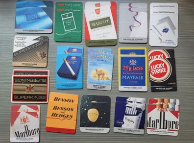 32 Vintage Cigarette Beer Mats 16 Unique Duplicates (70s/80s/90s)
