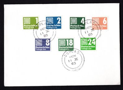 1980 Ireland Fifth Issue Postage Due Stamps First Day of Issue Cancel with Durlas (Thurles)  Steel Cancel