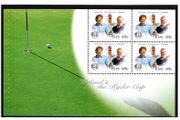 2005 Ireland Ireland and The Ryder Cup Commemorative Stamp Booklet Pane featuring Eamonn Darcy, Christy O'Connor Jnr, &amp; Philip Walton Mint Never Hinged (MNH). Hibernian HP159