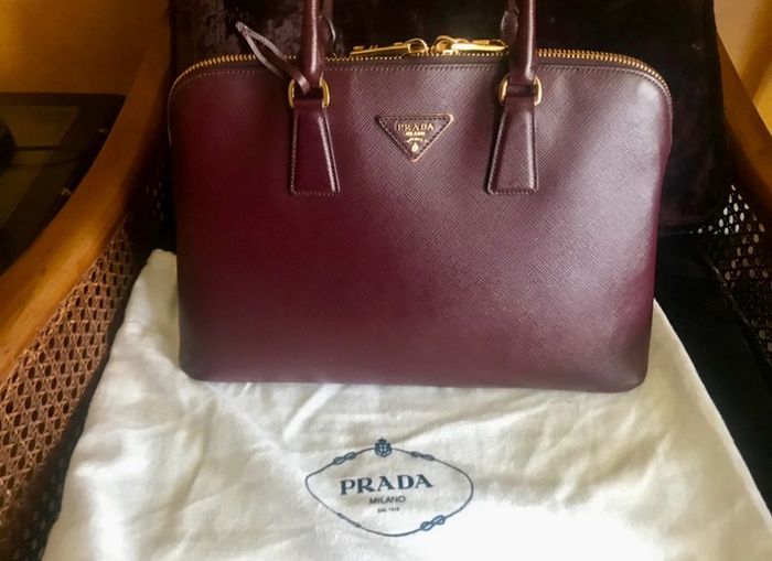 Stunning Prada Saffiano Lux Leather Burgundy Handbag