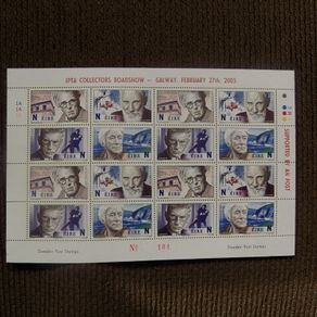Ireland 2004 Noble Prize Winners.Sheet of 16 x N Stamps.Overprinted IPTA Collectors Roadshow-Galway.