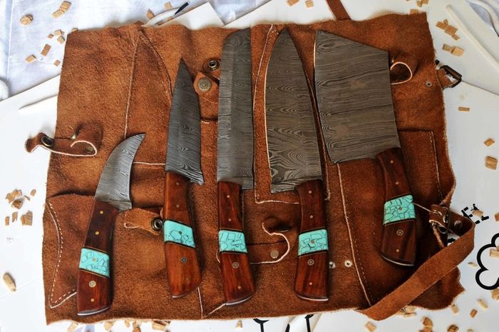 Handmade Damascus Set Knives 5 pcs