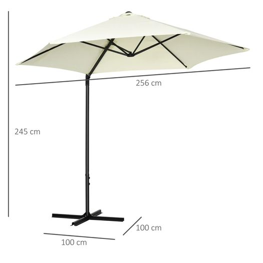 2.5M Garden Cantilever Parasol with 360 Rotation, Offset Roma Patio Umbrella Hanging Sun Shade Canopy Shelter with Cross Base, Beige