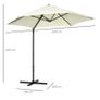 Double Parasol Patio Umbrella Garden Sun Shade w/ Steel Pole 12 Support Ribs Crank Handle Easy Lift Twin Canopy - Beige Image 2