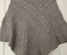 Aran Crafts - Grey Merino Wool Aran Cable & Moss Poncho - Size S/M