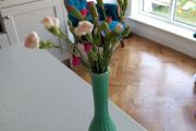 Mini glass vase light green vintage flowers table small